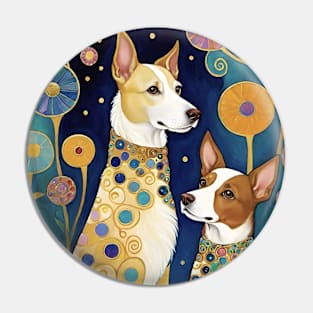 Gustav Klimt's Colorful Canine Whimsy: Vibrant Dog Illustration Pin