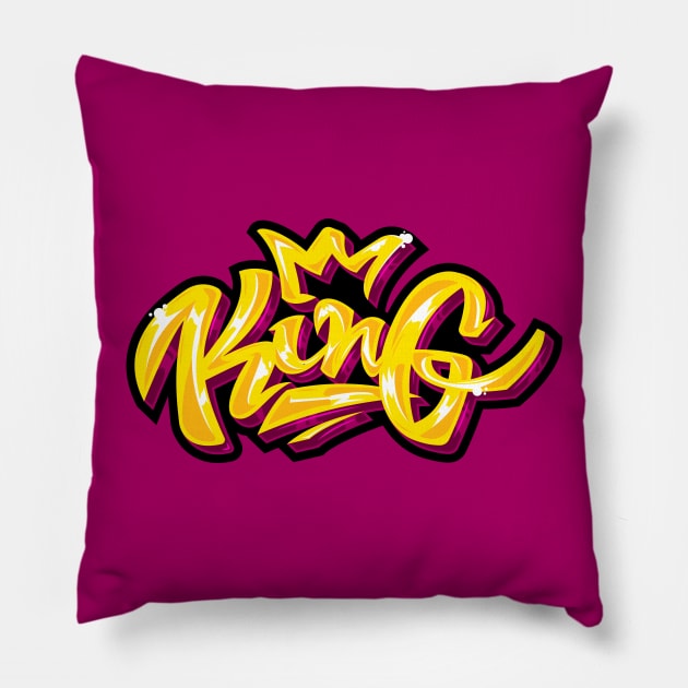 King Graffiti Art Pillow by machmigo