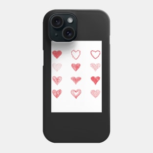 Different Heart Design Sketch valentines day gift for loved one Phone Case