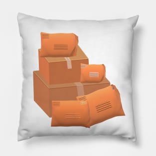 Happy Snail Mail Packages (White Background) Pillow