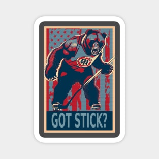 American Bear Ice Hockey Player Magnet