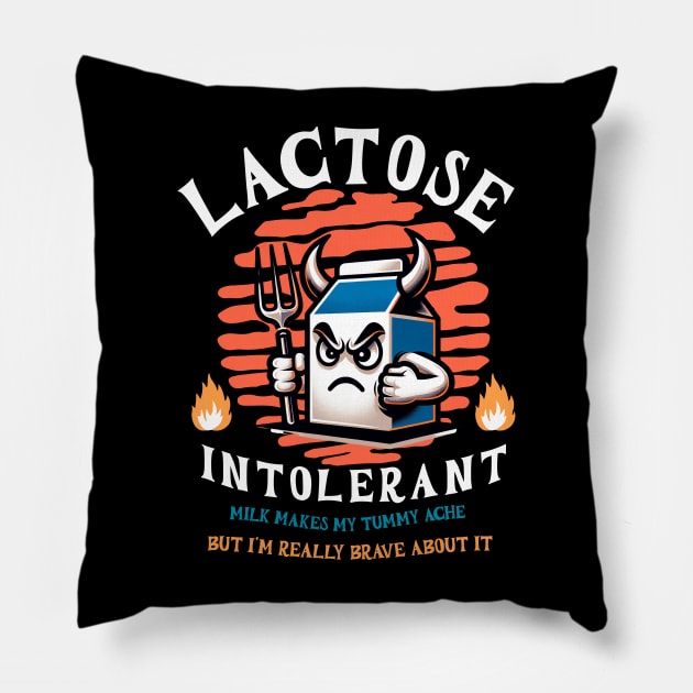 Lactose Intolerant Funny Cringy Gift For Friends , Milk Free Lactose Tolerant, Meme Gen Z Teenager Allergy LMAO Pillow by Snoe