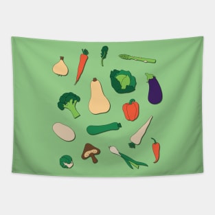 Simple Vegies in Green Tapestry