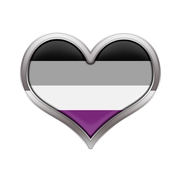 Large Asexual Pride Flag Colored Heart with Chrome Frame by LiveLoudGraphics