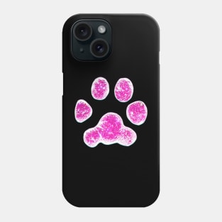 Cute Glittery Pink Dog Paw Print Phone Case