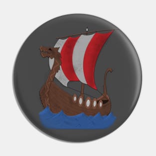 Viking Ship red with water Pin