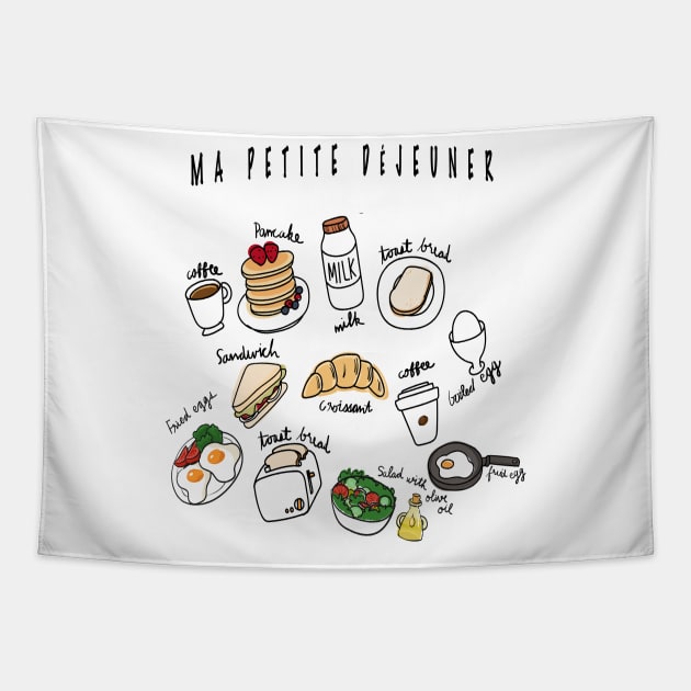 Cute Graphic Breakfast Club Tapestry by thecolddots