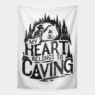 My Heart Belongs To Caving, Funny Caving Lover Tapestry