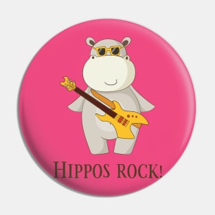 Hippos Rock, Cute Funny Hippo Pin