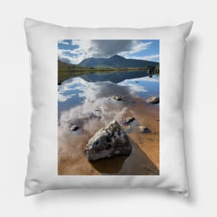 Lochan na h-Achlaise ( Gaelic for Loch of the Armpit ) is in front of the Black Mount in the Highlands of Scotland Pillow