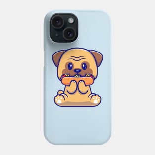 Cute Pug Dog Eating Hot Dog Cartoon Phone Case