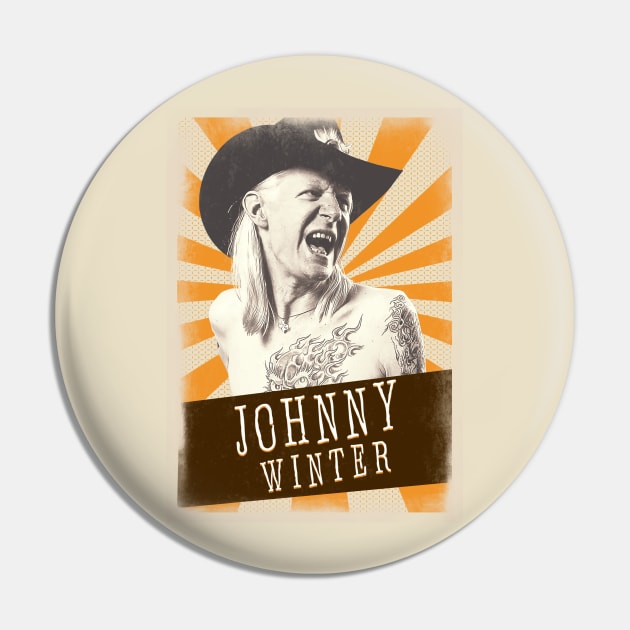 Vintage Aesthetic Johnny Winter 80s Pin by SkulRose