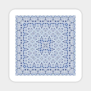 Blue square arabic ornate pattern Magnet