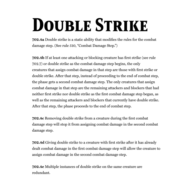 Magic the Gathering - Keyword Double Strike Rules Text by Saschken