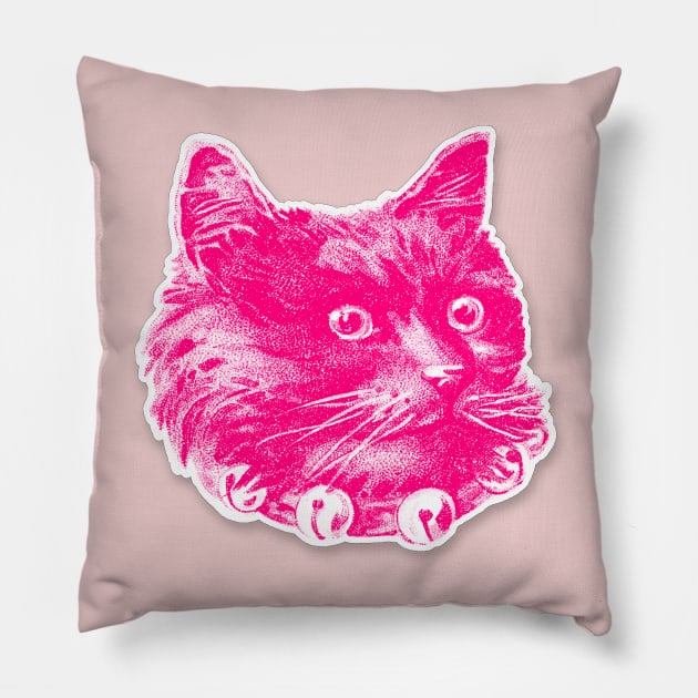 Cute Pink Cat Graphic Design Pillow by DankFutura