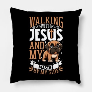 Jesus and dog - English Mastiff Pillow