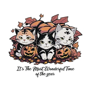 Autumn Cats Delight - It's The Most Wonderful Time Of The Year T-Shirt