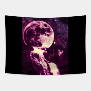 Moon over a Waterfall Tapestry