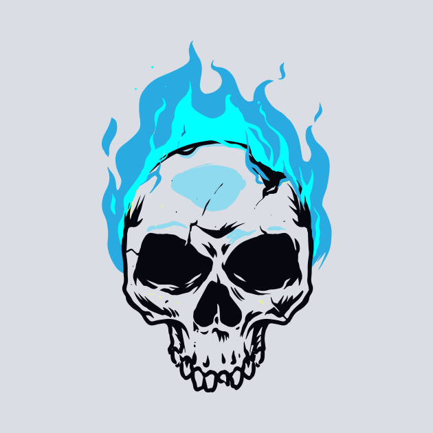 skull on blue fire by Misfit04