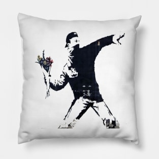 Banksy's Flower Bomber Pillow