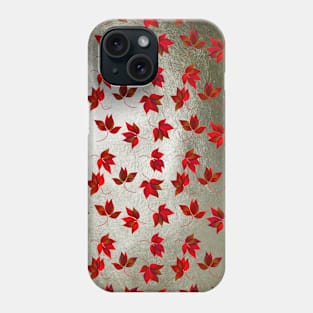 Red Leaves on Silver Golden Metal Phone Case