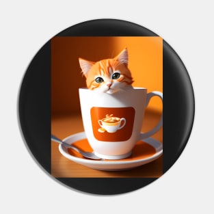 Adorable Orange Cat Illustration- Modern Digital Art Pin