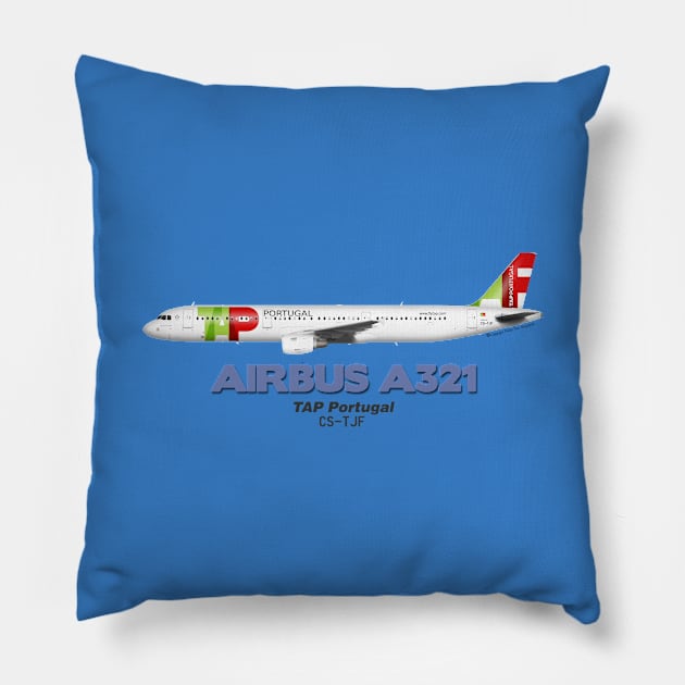 Airbus A321 - TAP Portugal Pillow by TheArtofFlying