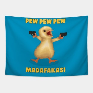 A Funny Bird Holding Guns And Says : PEW PEW PEW, MADAFAKAS! Tapestry