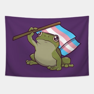 Transgender Pride Flag-Holding Frog Tapestry