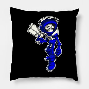 Blue Skeleton Astronaut Pillow