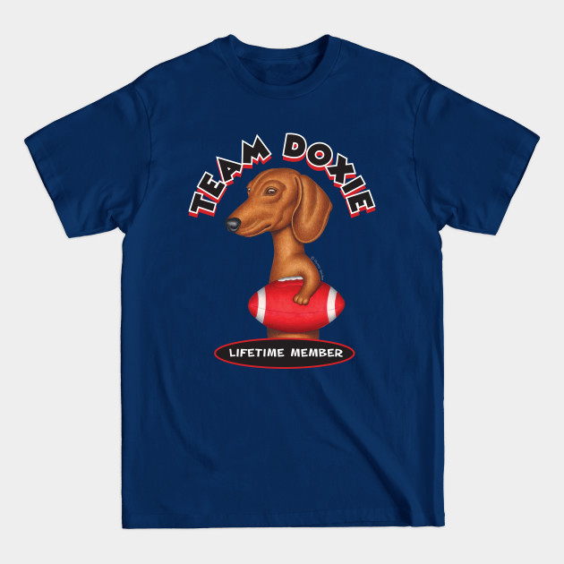 Disover Dachshund Holding Red Football - Dachshund Lovers - T-Shirt