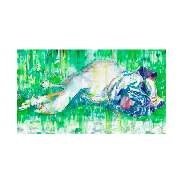 FRENCH BULLDOG SLEEPING - watercolor portrait.1 by lautir