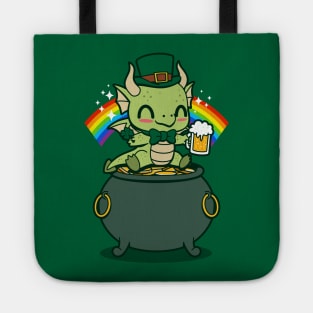 Lucky Irish Dragon Kawaii Saint Patrick Day Dragon  Drinking Beer Tote