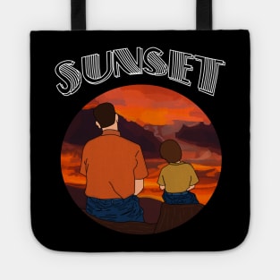 Father - Son Sunset Watch - Perfect Gift for Father's Day and family bonding moments Tote