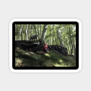 Girl escape in the woods Magnet