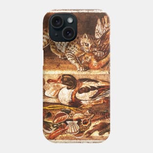 POMPEII ANIMALS,ANCIENT ROMAN MOSAICS ,WILD CAT WITH QUAIL,BIRDS,DUCKS AND FISHES Phone Case