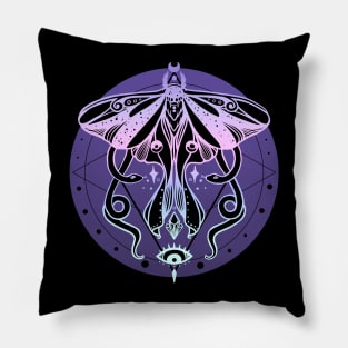 Luna Moth & Snakes Illustration: Pastel Goth Soft Grunge Colors Pillow