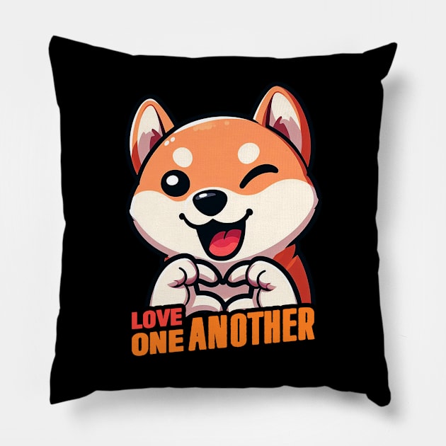 John 13:34 Love One Another Pillow by Plushism