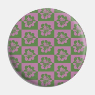 Retro Floral Pattern - Green Purple 2 Pin