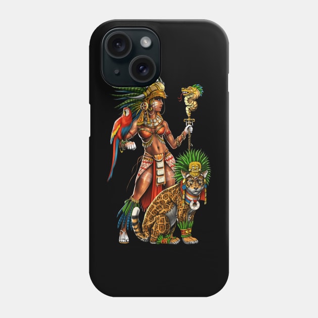 Aztec Jaguar Warrior Woman Phone Case by underheaven