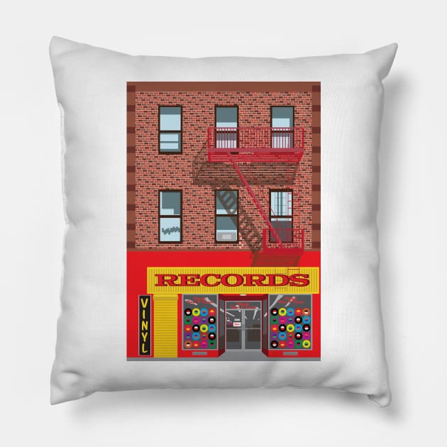 Record Store Pillow by jenblove