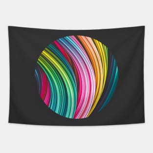 Colorful Abstract Art Strands. Circle Crop Tapestry