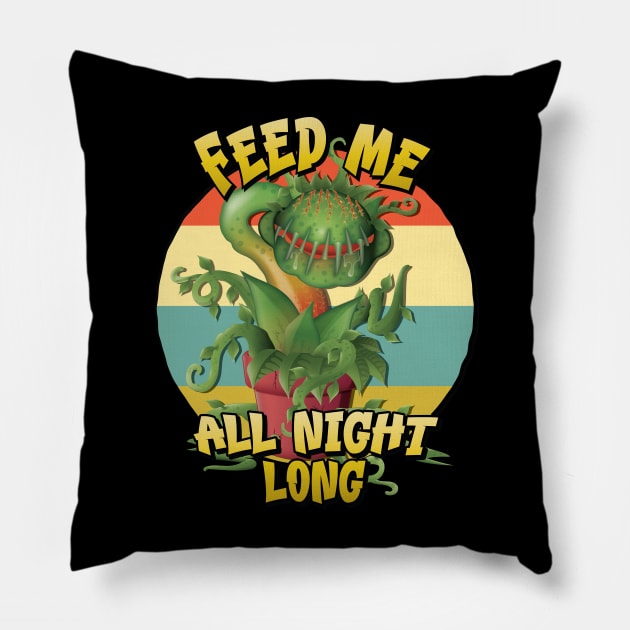 Fun Venus Fly Trap Carnivorous Plant Feed Me all Night Long Pillow by Graphic Duster