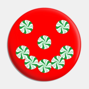 Spearmint Christmas Candy Happy Face Pin