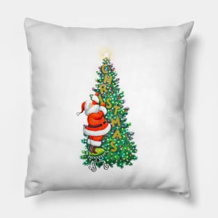 Santa Decorating Christmas Tree Pillow