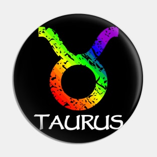 Taurus Zodiac Symbol in Rainbow Color Pin