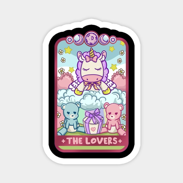 The Lovers - Cute Kawaii Anime Tarot Card T-Shirt Magnet by biNutz