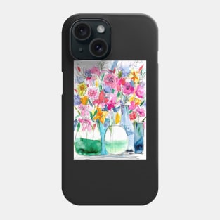 Five vases of blooms Phone Case