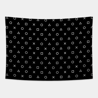 Play with Playstation Pattern (black and white) Tapestry