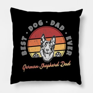 German Shepherd Dad Retro Sunset Pillow